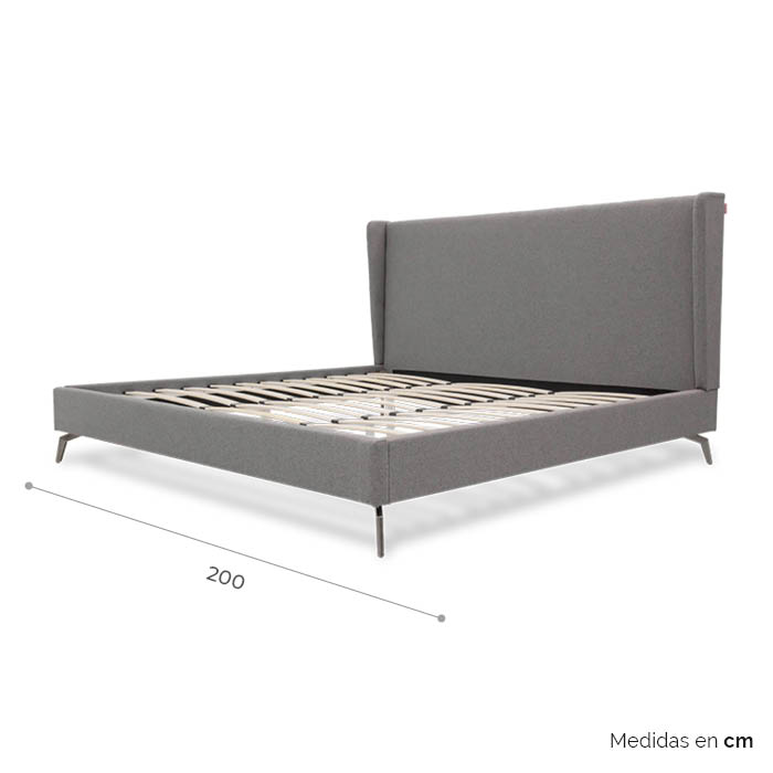 Cama King Tela Gris Claro Riuk | Camas | recamaras